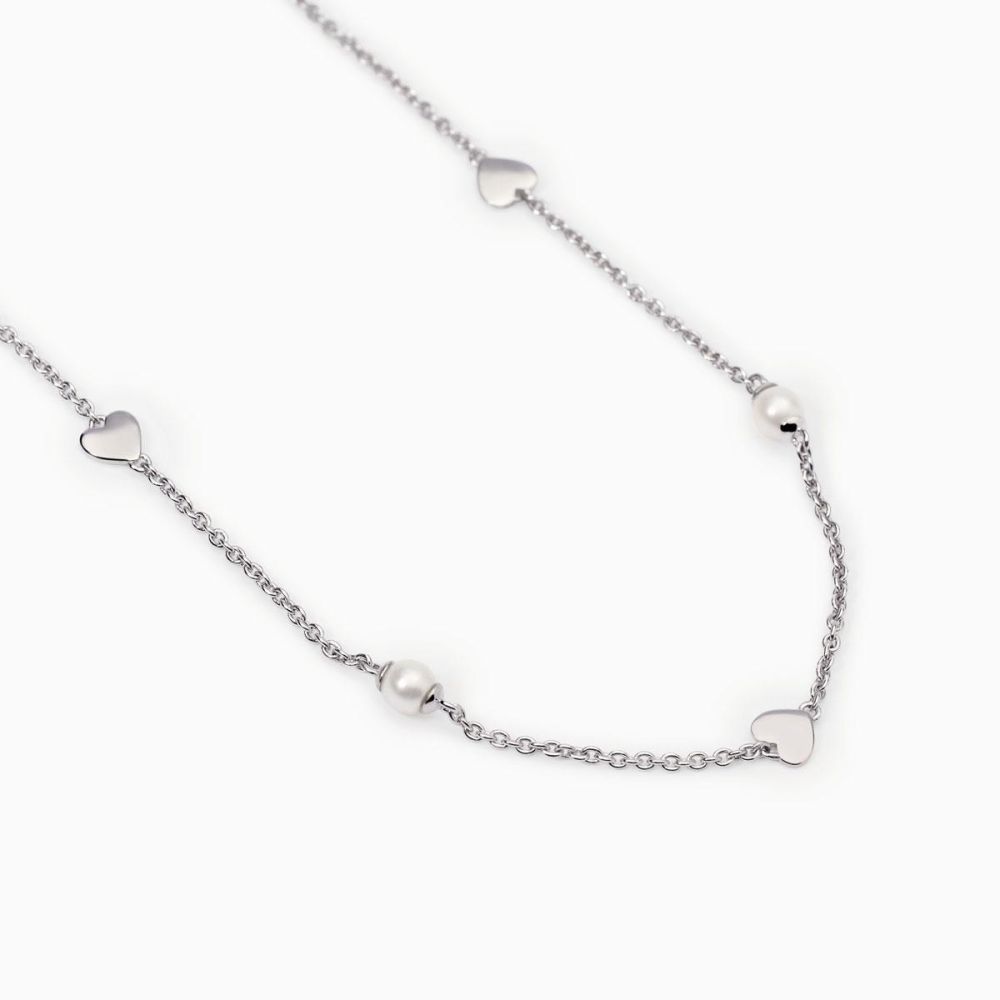 Mabina Collana Argento Cuori e Perle