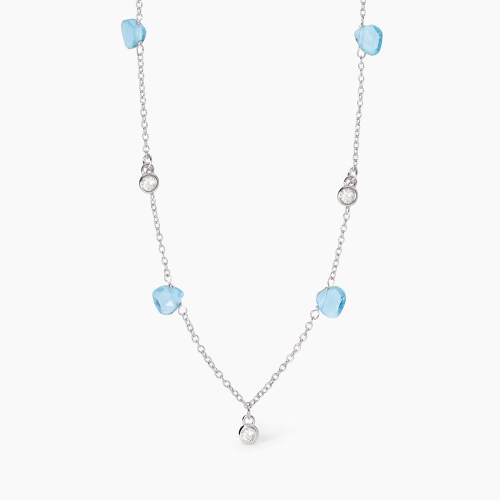 Mabina Collana Argento Glass Azzurro e Zirconi