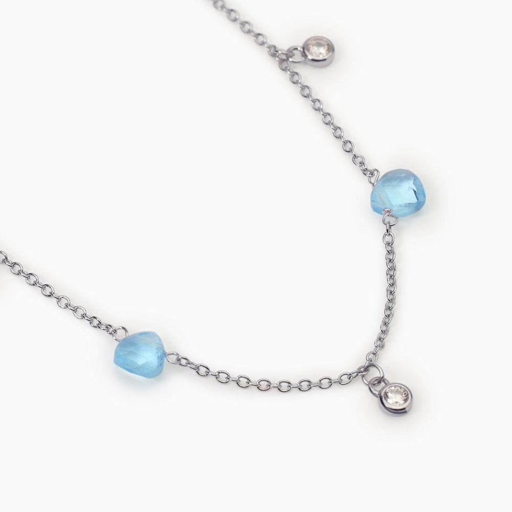 Mabina Collana Argento Glass Azzurro e Zirconi