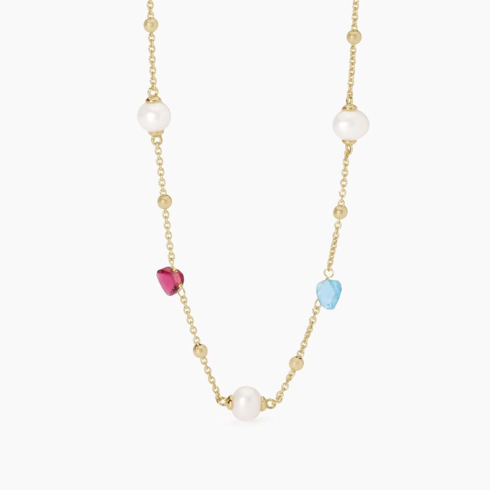 Mabina Collana Argento Gold Glass e Perle