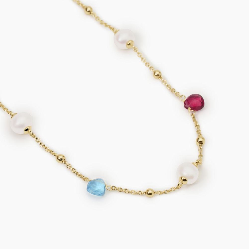 Mabina Collana Argento Gold Glass e Perle