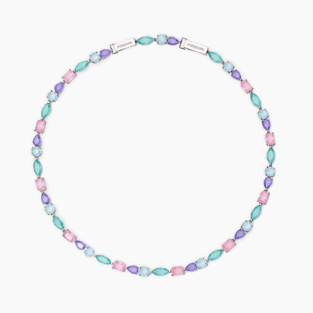 Mabina Collana Argento Fusion Stone Multicolor