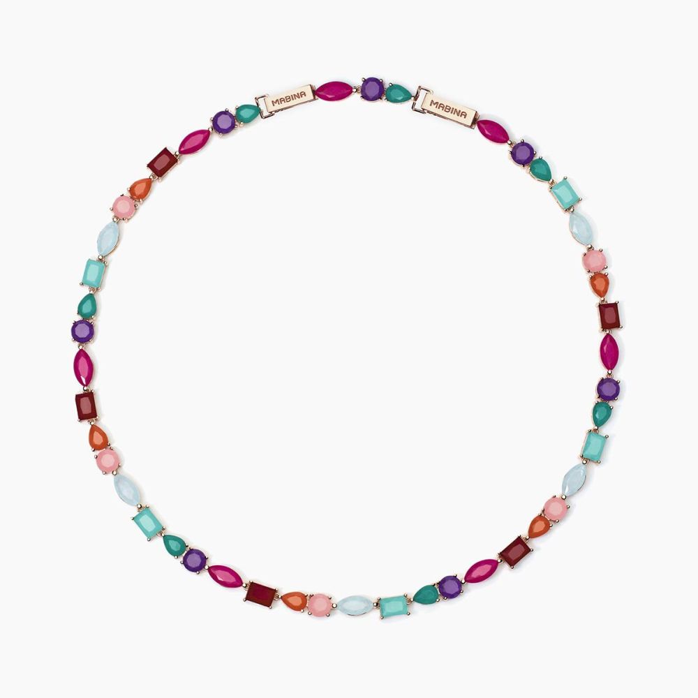 Mabina Collana Argento Rosè Fusion Stone Multicolor