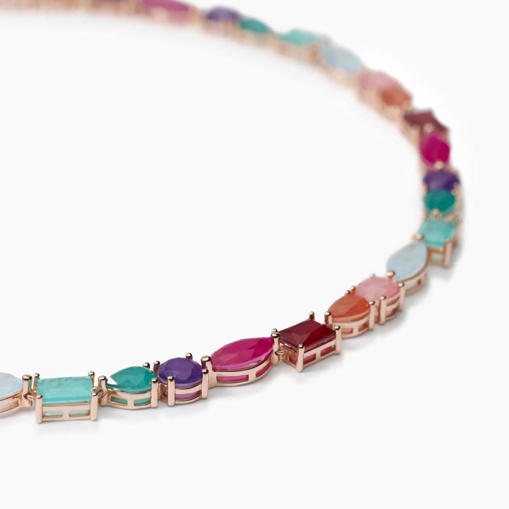 Mabina Collana Argento Rosè Fusion Stone Multicolor