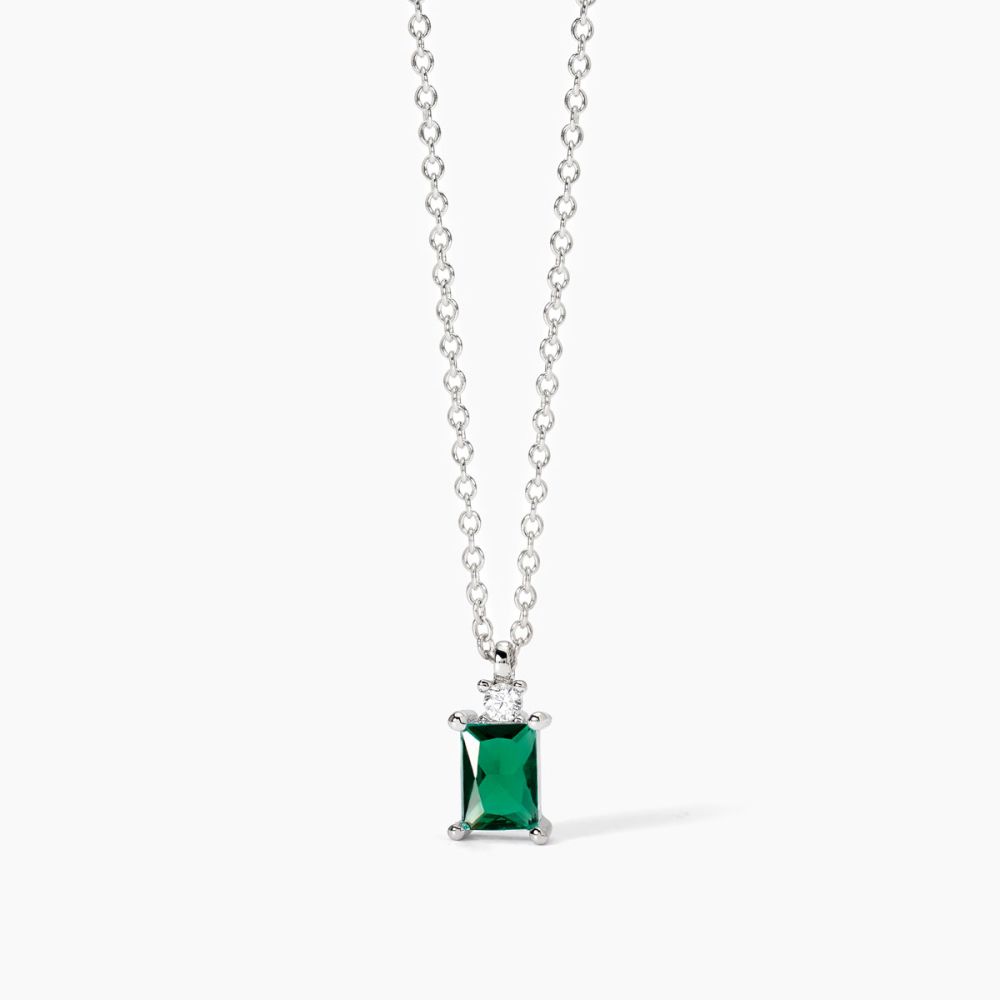 Mabina Collana Argento Smeraldo Sintetico