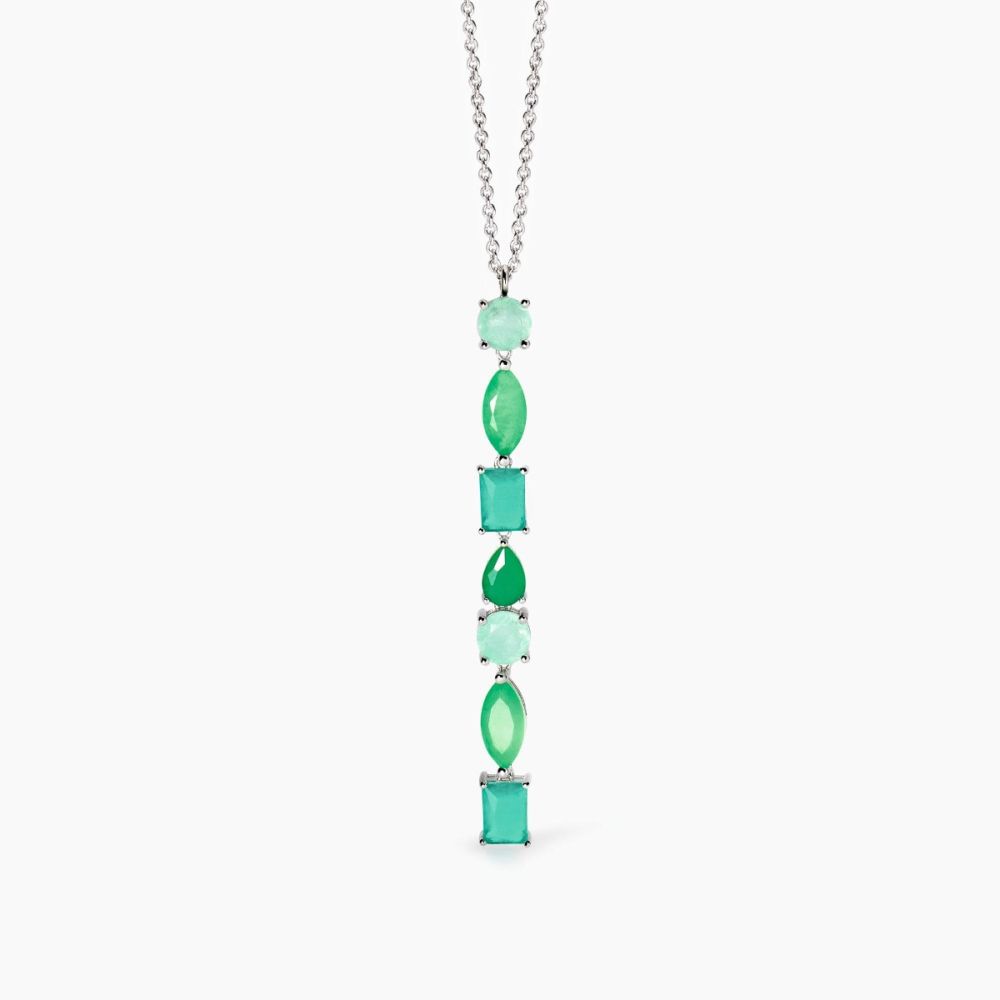 Mabina Collana Argento Fusion Stone Glass Verde