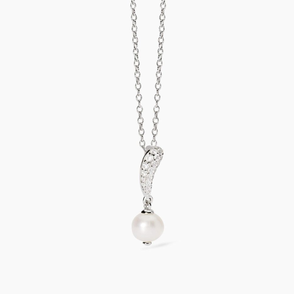 Mabina Collana Argento Pendente Zirconato con Perla