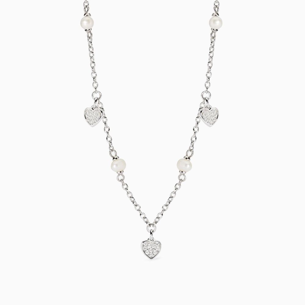 Mabina Collana Argento Cuori e Perle