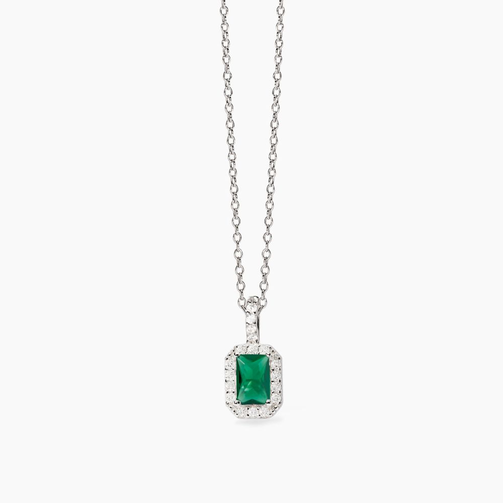 Mabina Collana Argento Smeraldo e Zirconi Cool or Rétro
