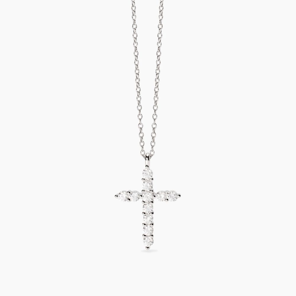 Mabina Collana Argento Croce Bianca Divina