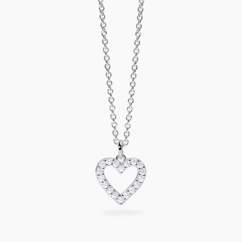 Mabina Collana Argento Cuore Diamanti Lab Grown 0.01 ct