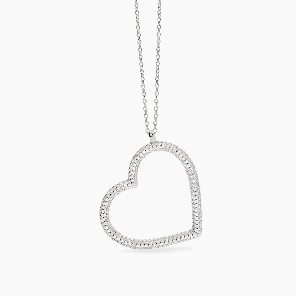Mabina Collana Lunga Argento Cuore con Zirconi