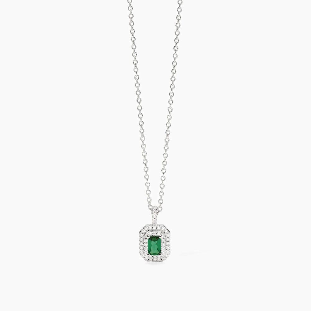 Mabina Collana Argento Smeraldo Sintetico e Zirconi