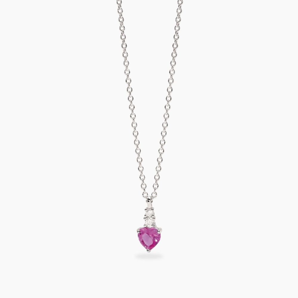 Mabina Collana Argento Cuore Corindone Rosa