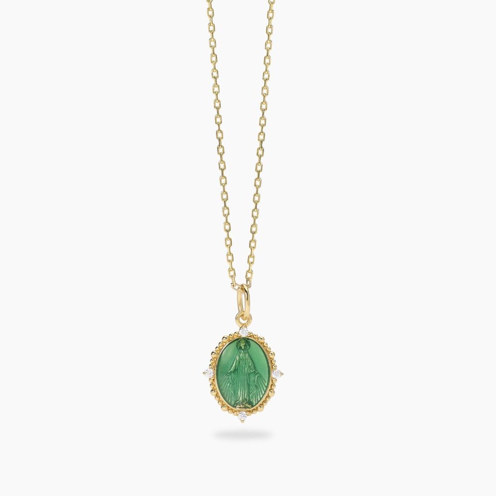Mabina Collana Argento Gold Madonnina Verde