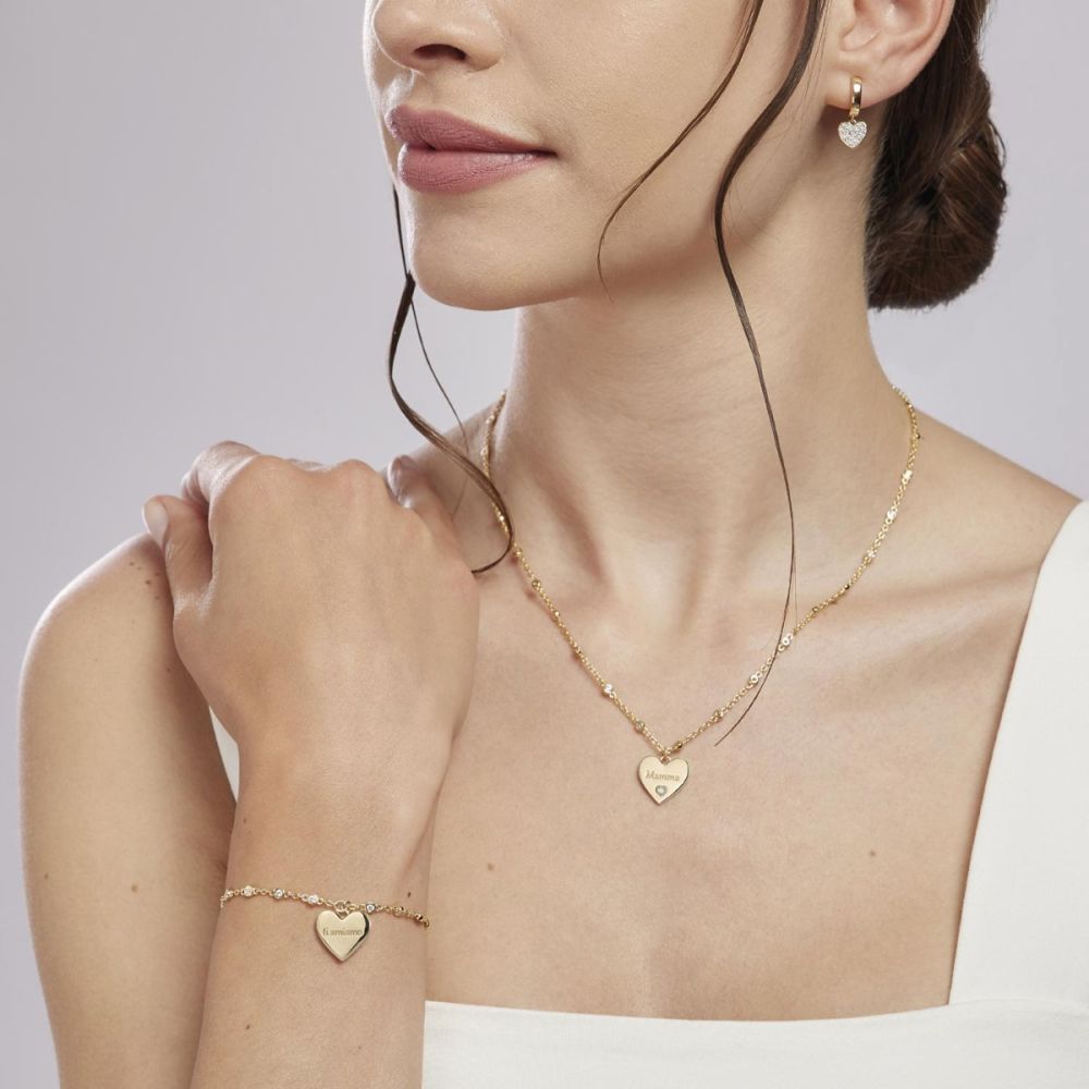 Mabina Orecchini Cerchio Argento Gold con Cuore