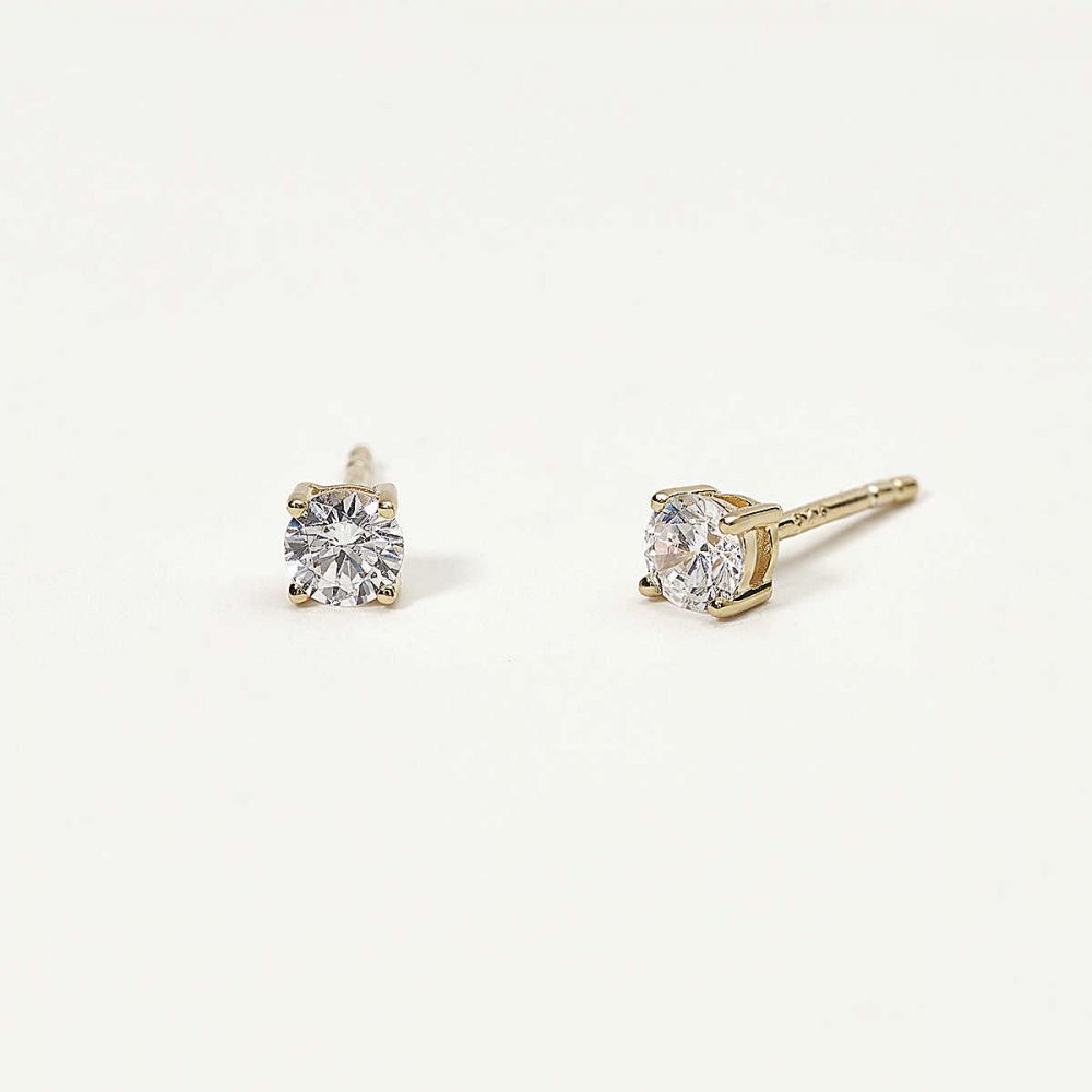 Mabina Orecchini Lobo Argento Gold Punti Luce 4 mm 