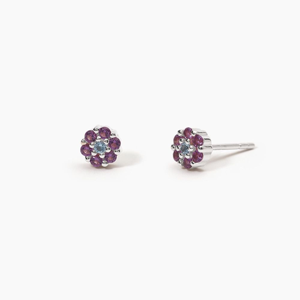 Mabina Orecchini Lobo Argento Fiore Multicolor