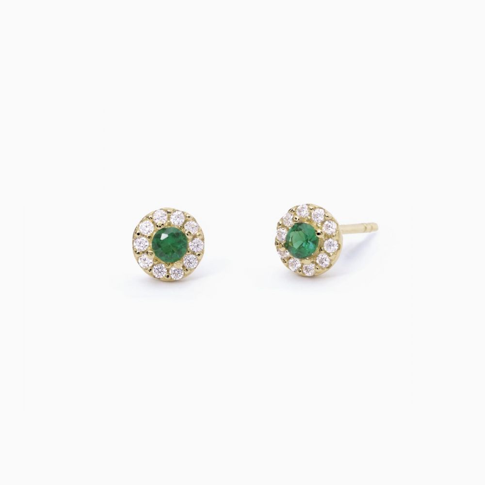 Mabina Orecchini Donna Argento Gold e Smeraldo