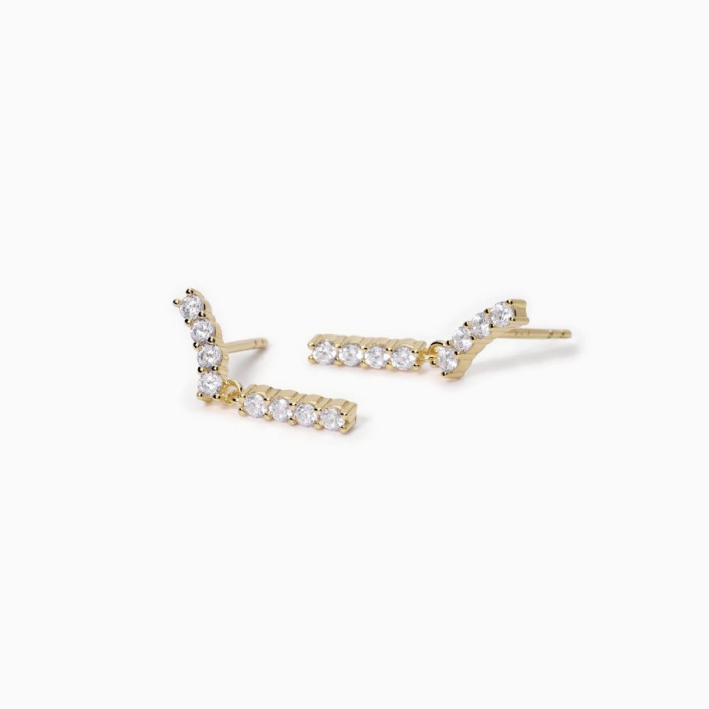 Mabina Orecchini Argento Gold 8 Zirconi Bianchi