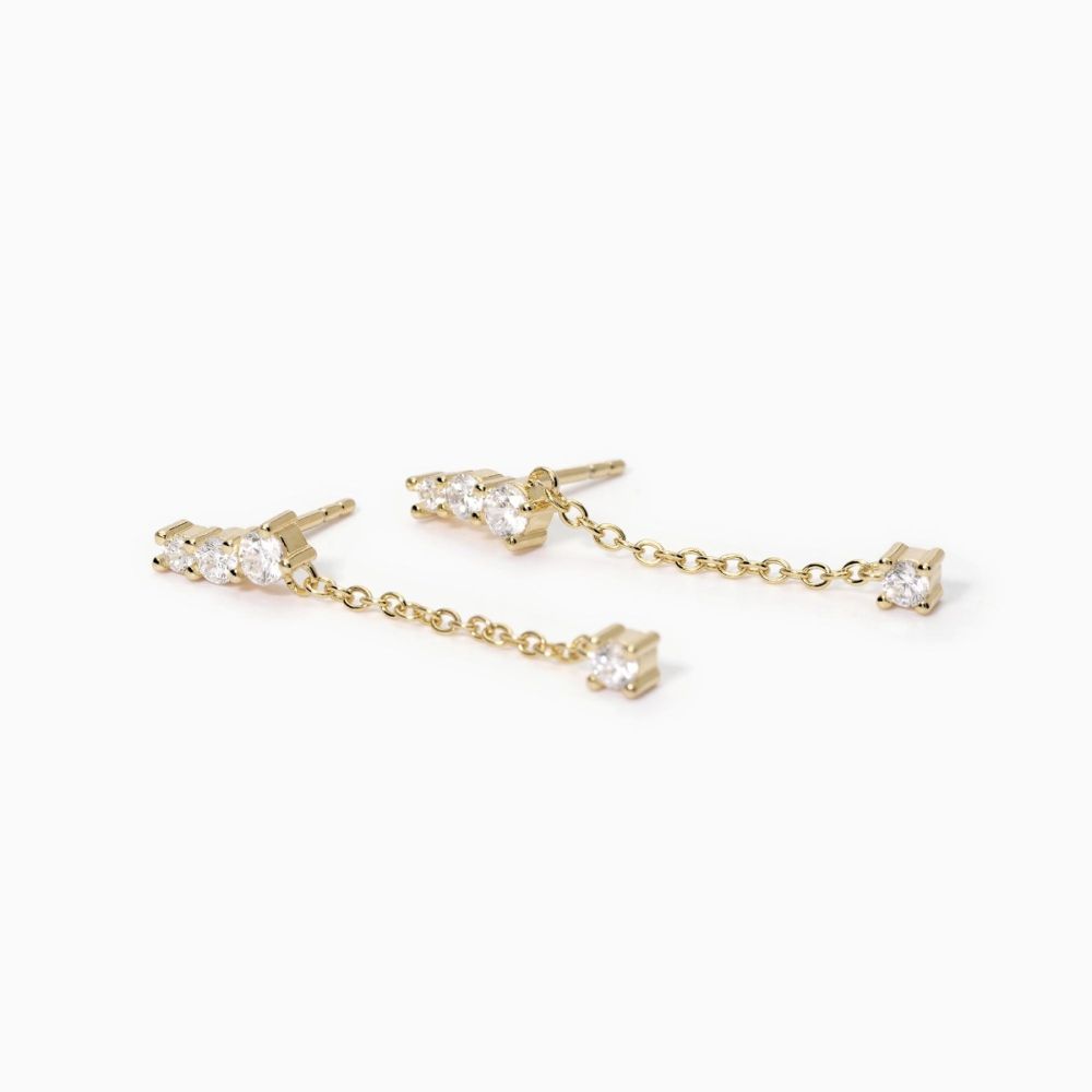 Mabina Orecchini Pendenti Argento Gold 4 Zirconi