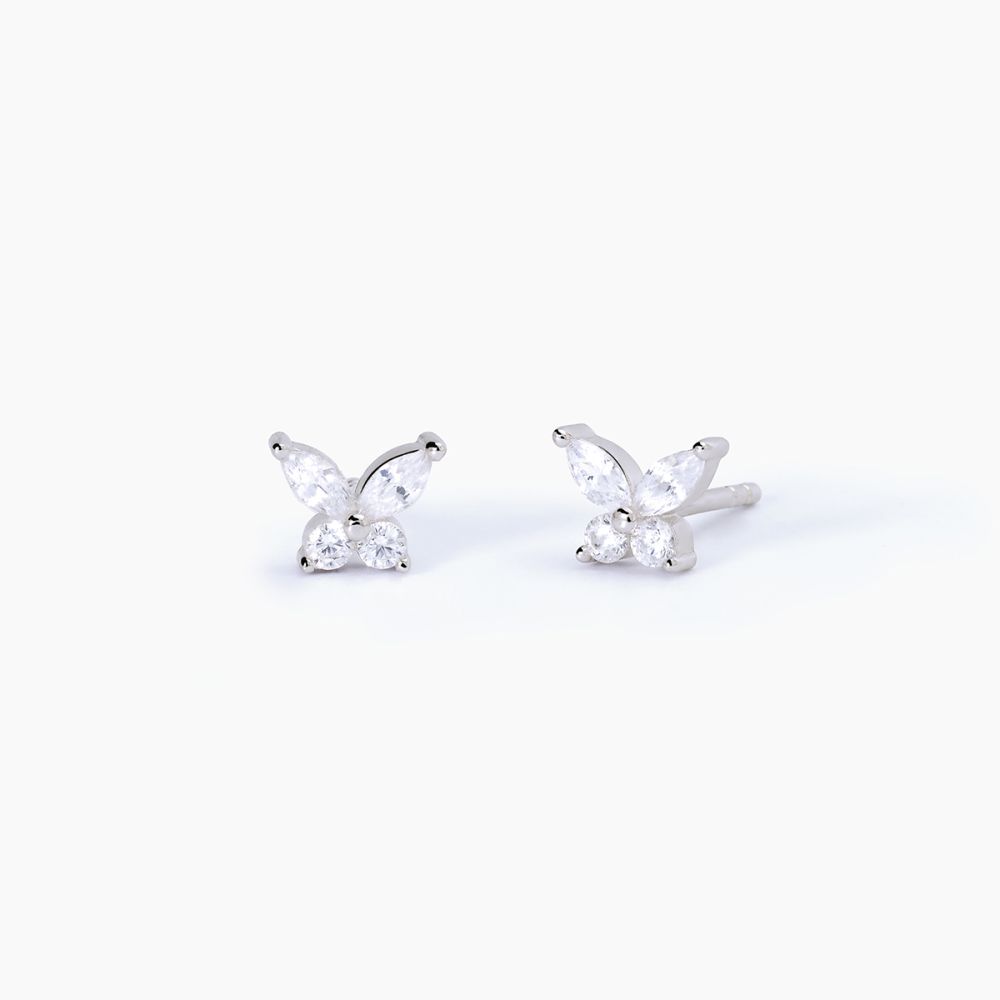 Mabina Orecchini Lobo Argento Rodiato Zirconi Bianchi