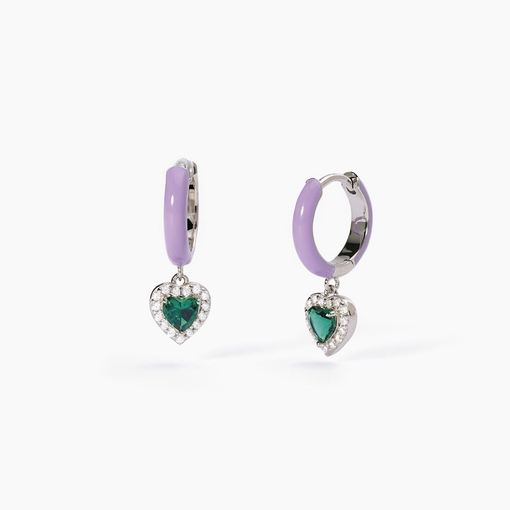 Mabina Cerchio Argento Smalto Viola e Smeraldo
