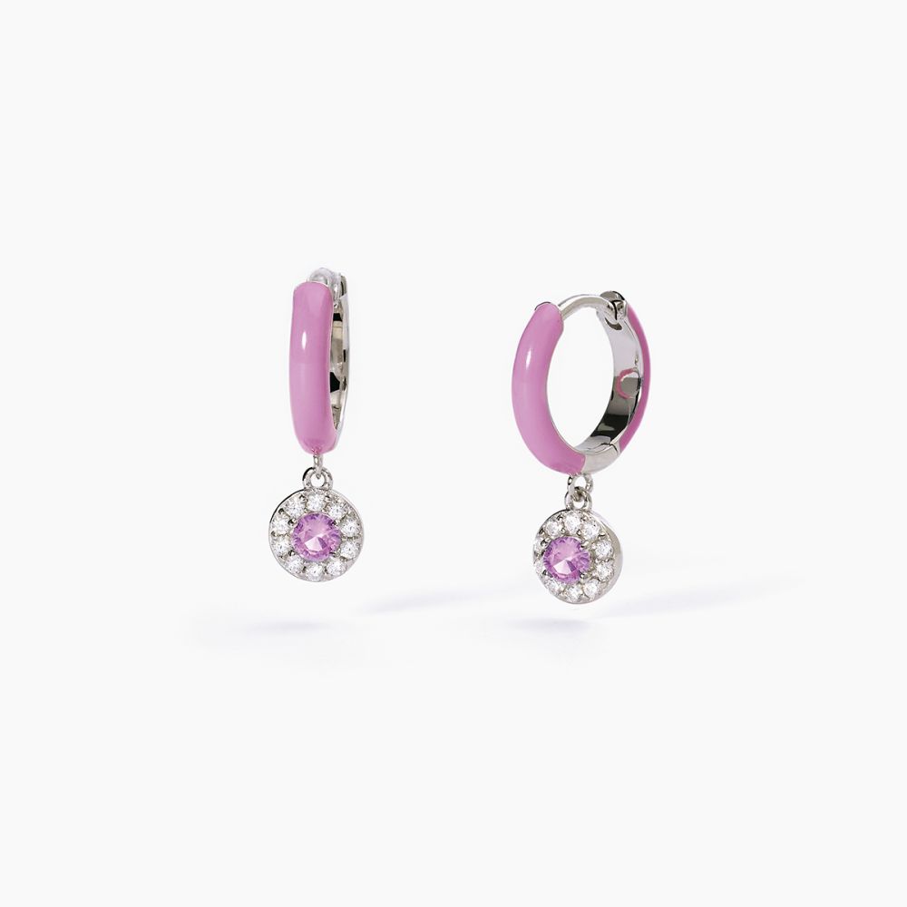 Mabina Cerchio Argento Smalto Rosa e Zircone Rosa