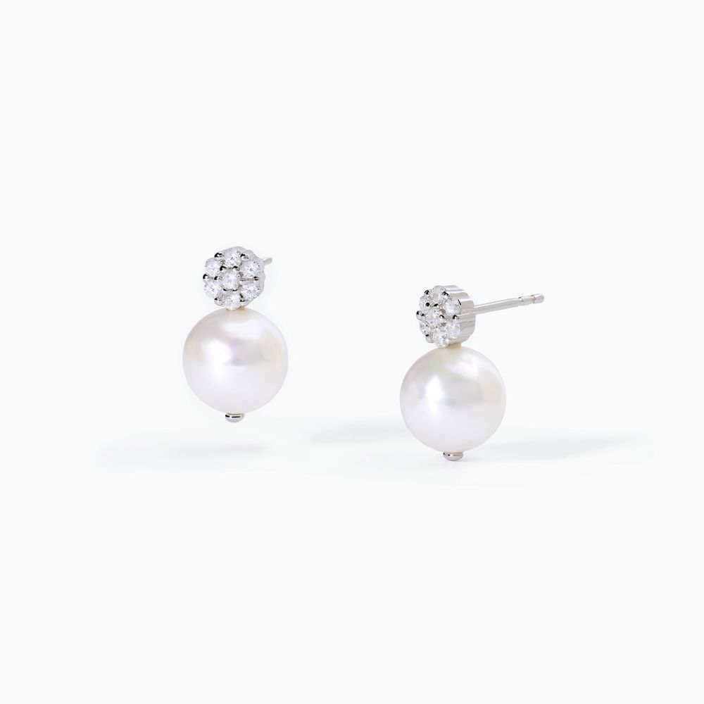 Mabina Orecchini Argento Rodiato Perla e Zirconi