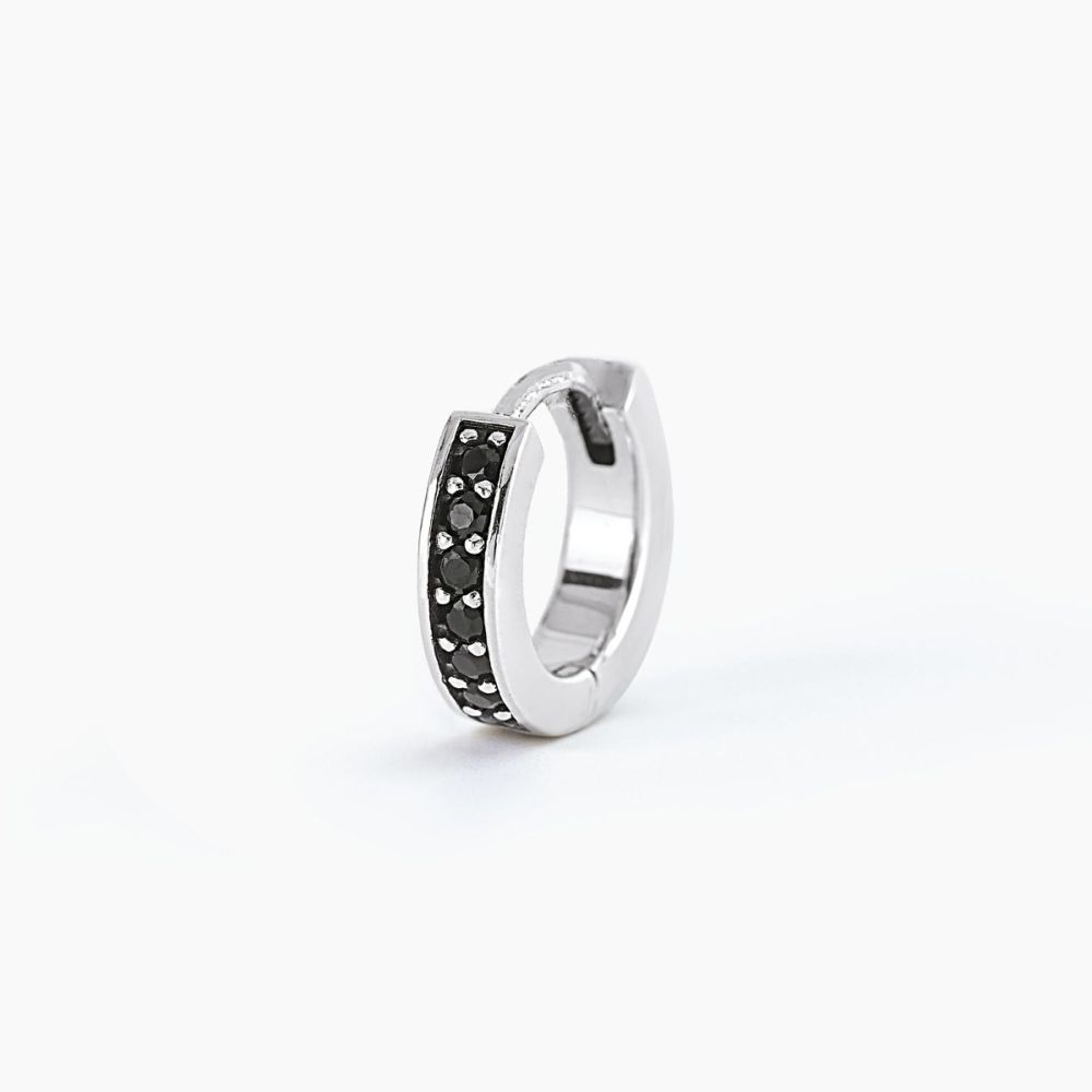 Mabina Mono Orecchino Cerchietto Argento Zirconi Neri