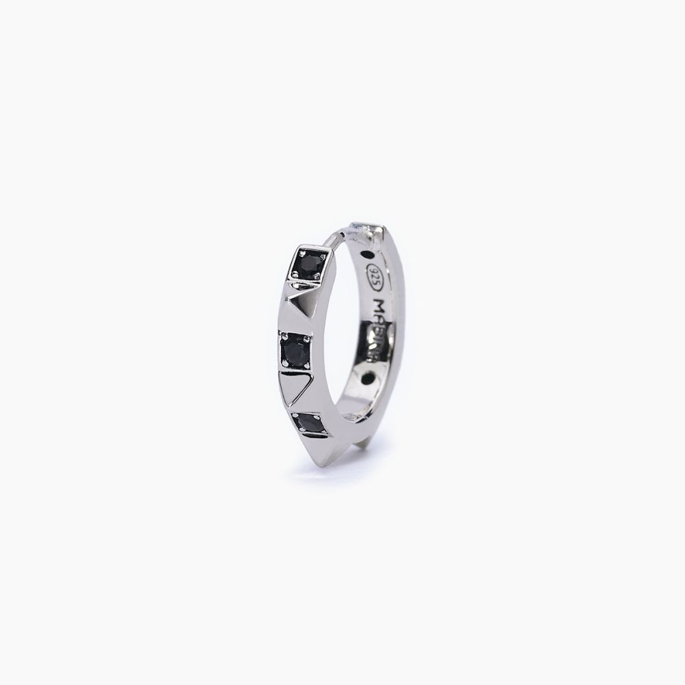 Mabina Cerchio Argento Rodiato Borchie e  Zirconi Neri