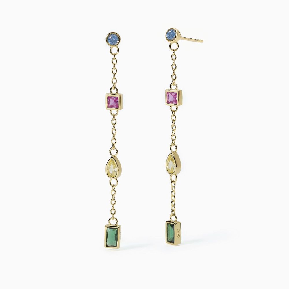 Mabiana Orecchini Argento Gold Cristalli Multicolor
