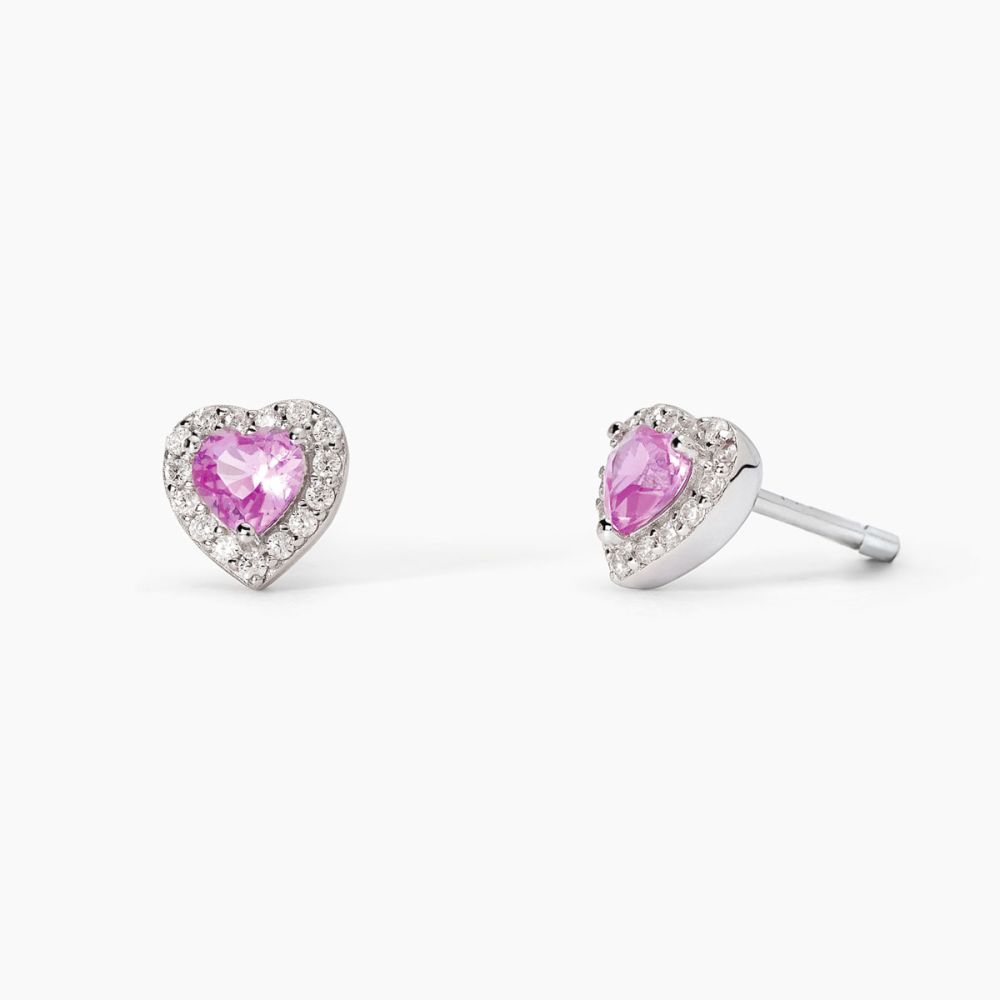 Mabina Orecchini Lobo Argento Cuore Tormalina