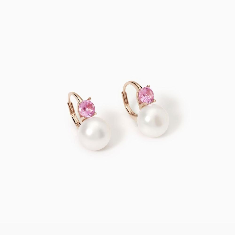 Mabina Orecchini Argento Rosè Tormalina e Perla
