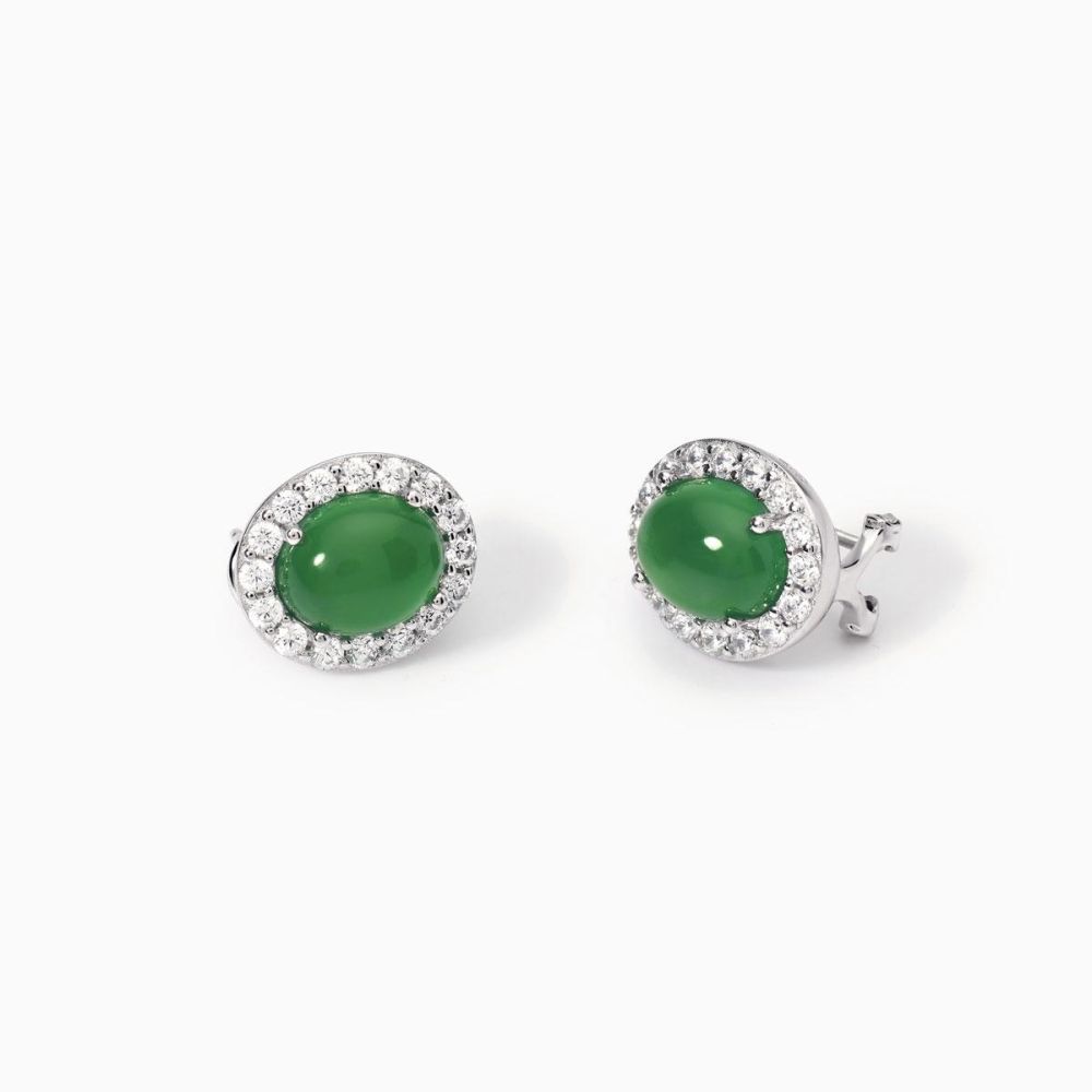 Mabina Orecchini Argento con Agata Verde