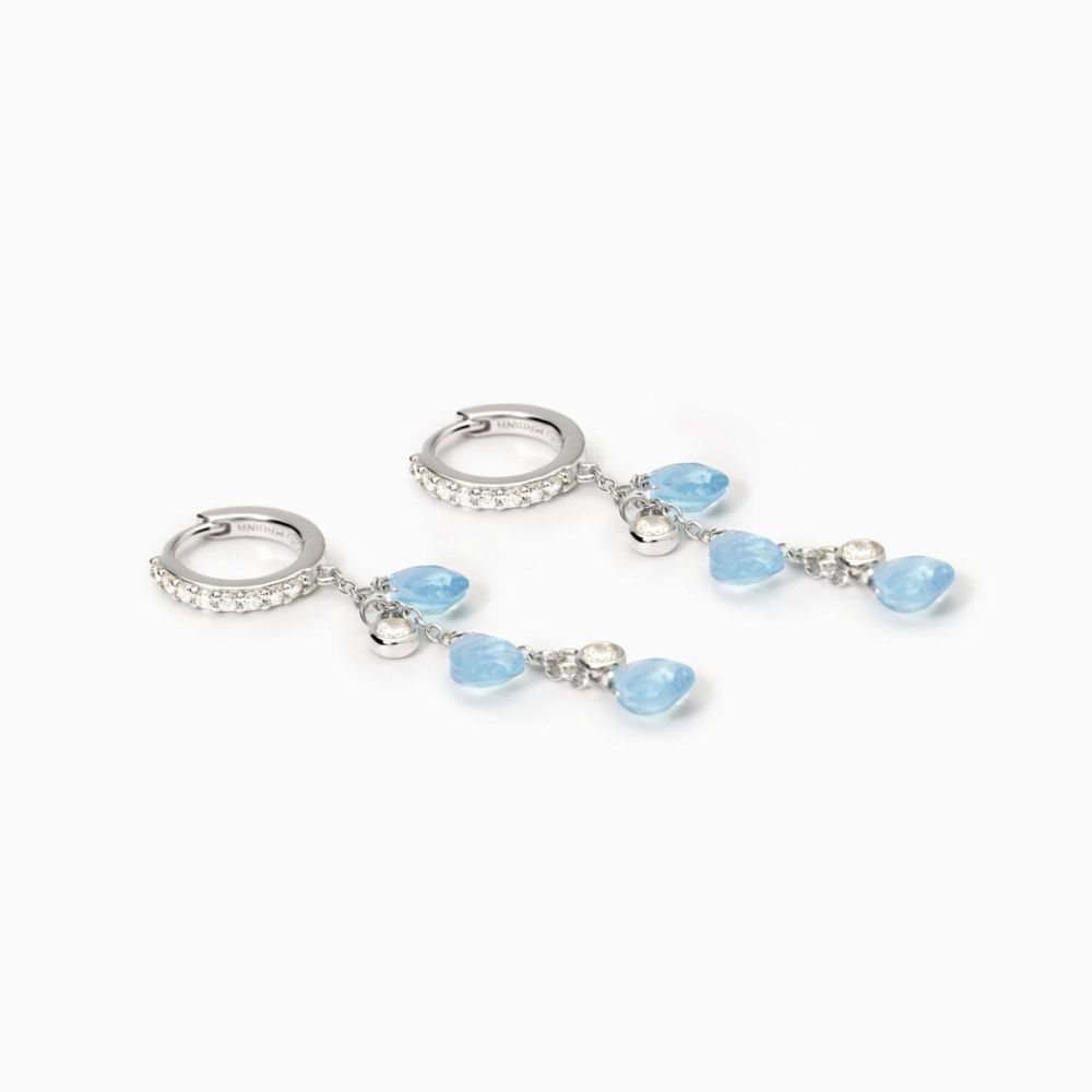 Mabina Orecchini Argento Glass Azzurro e Zirconi