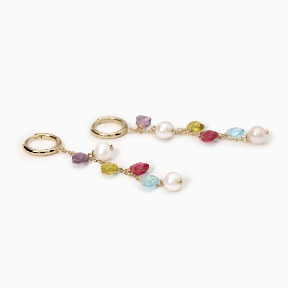 Mabina Orecchini Argento Gold Glass e Perle