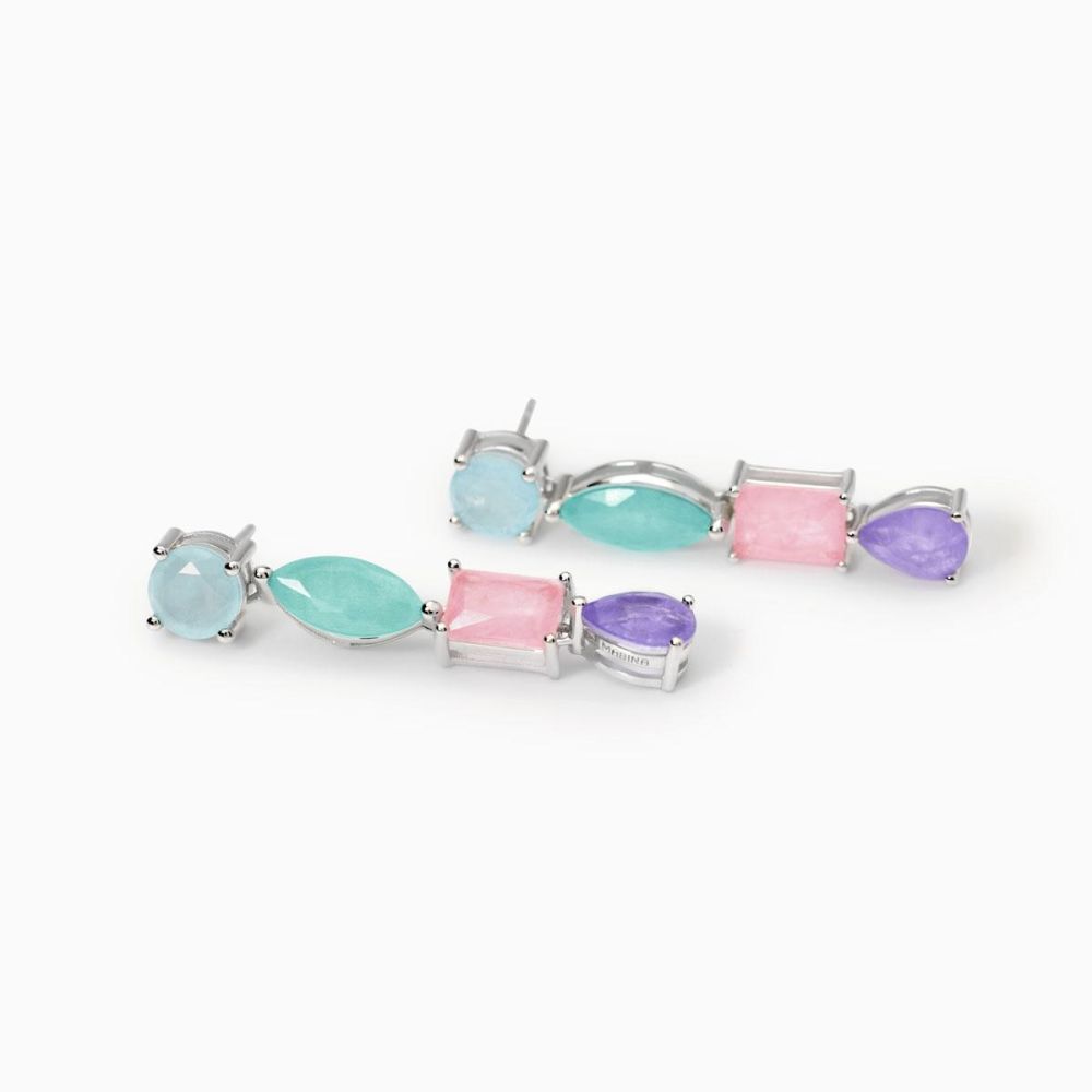 Mabina Orecchini Argento Fusion Stone Multicolor