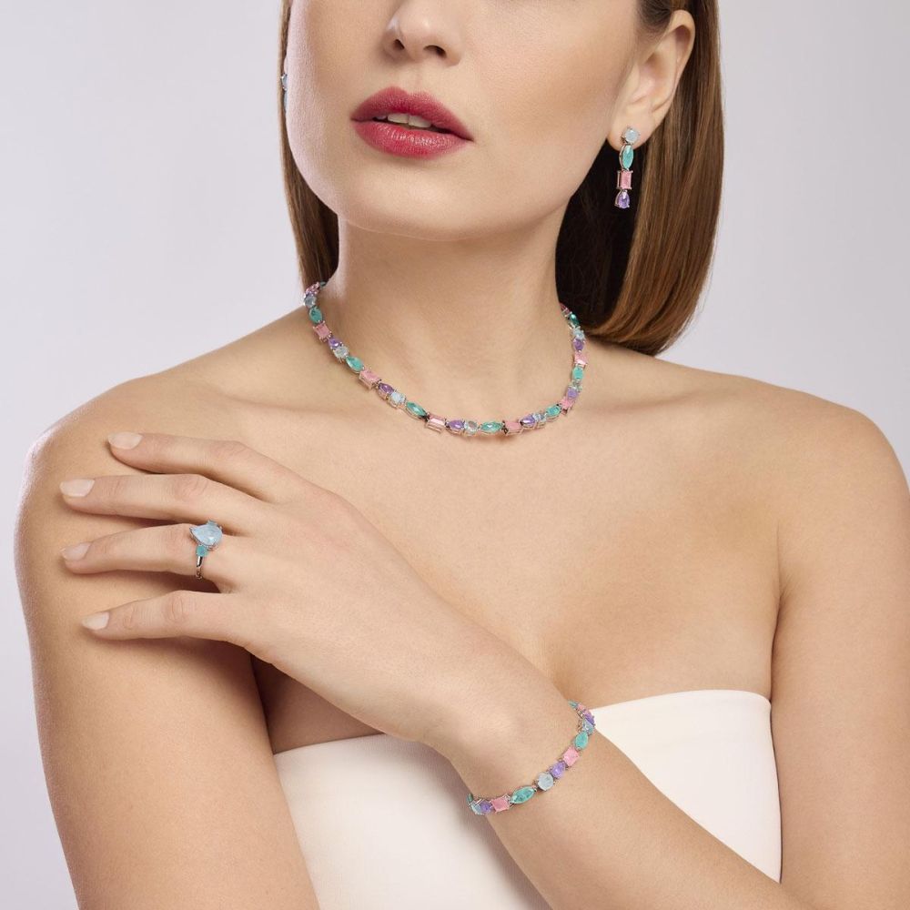 Mabina Orecchini Argento Fusion Stone Multicolor