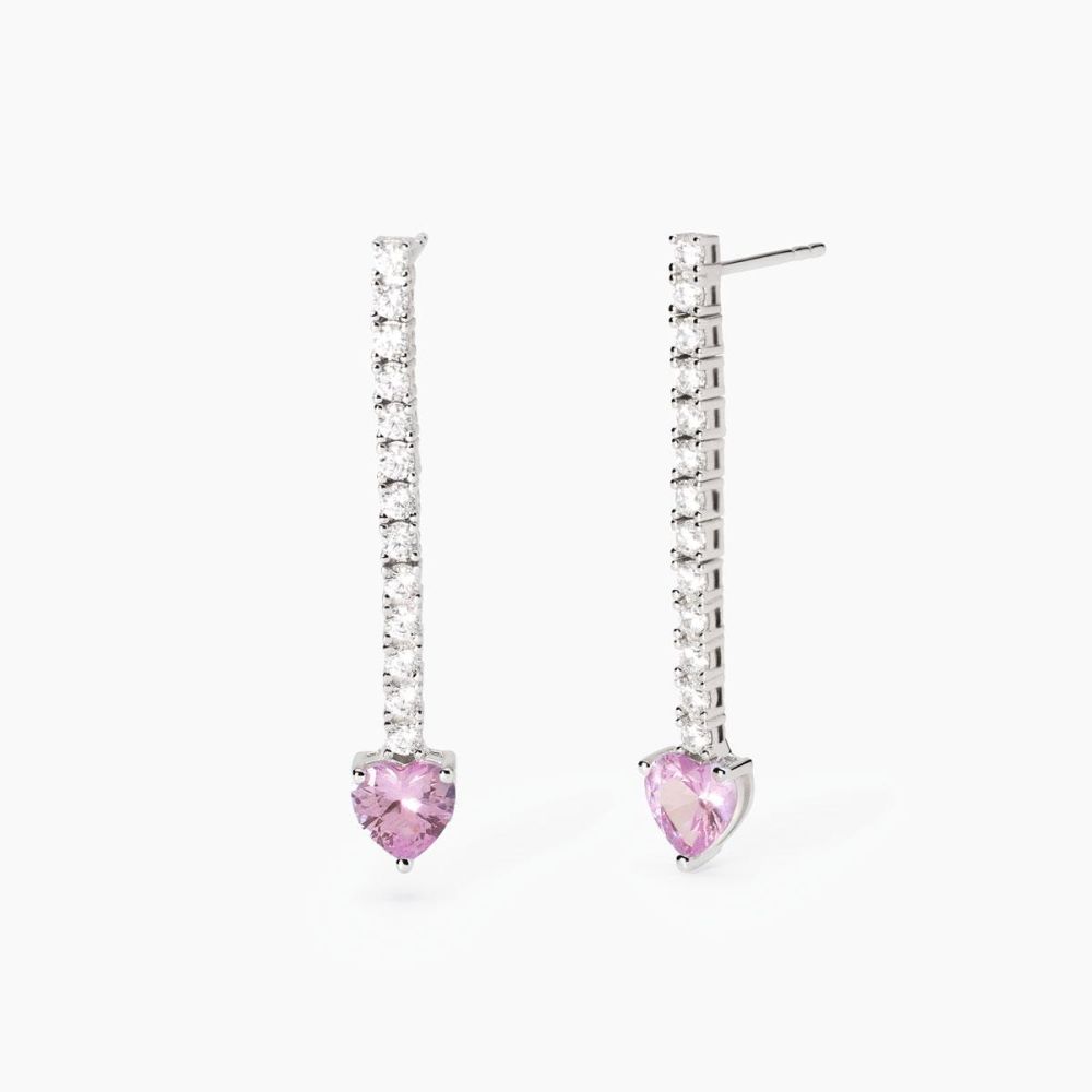 Mabina Orecchini Argento con Zirconi e Cuore Rosa