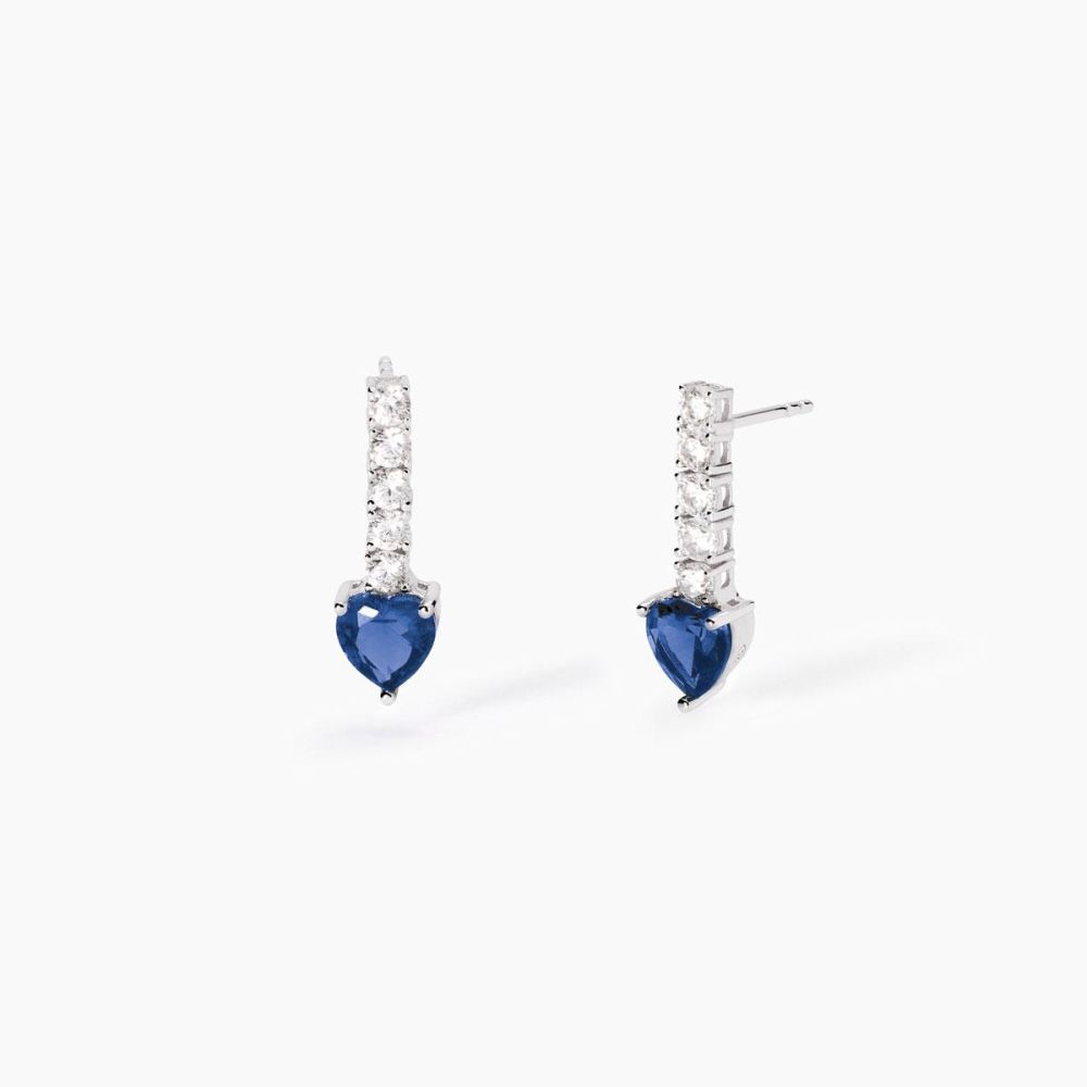 Mabina Orecchini Argento con Zirconi e Cuore Blu