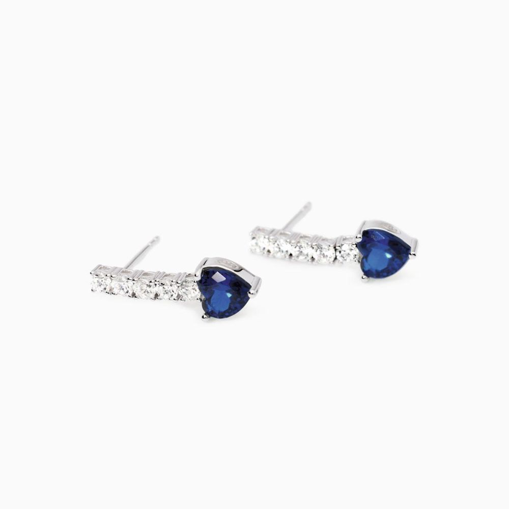 Mabina Orecchini Argento con Zirconi e Cuore Blu