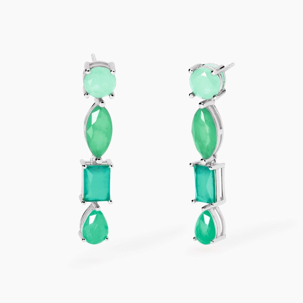 Mabina Orecchini Argento Fusion Stone Glass Verde
