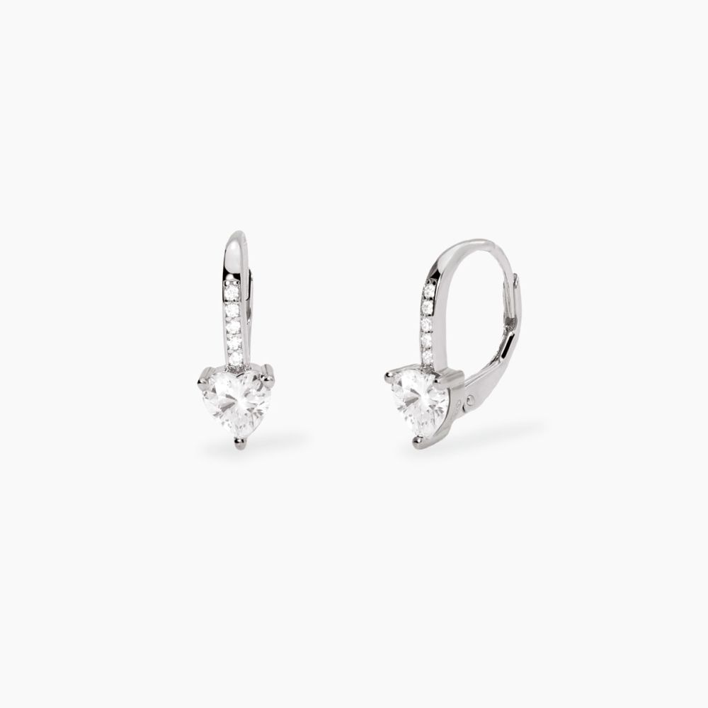 Mabina Orecchini Argento Cuore Bianco Rouge