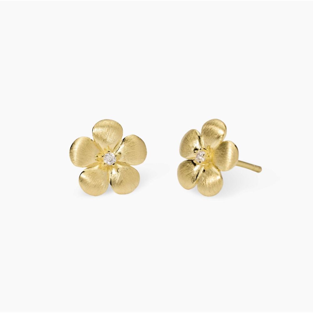 Mabina Orecchini Fiore Argento Bulinato Gold e Zircone