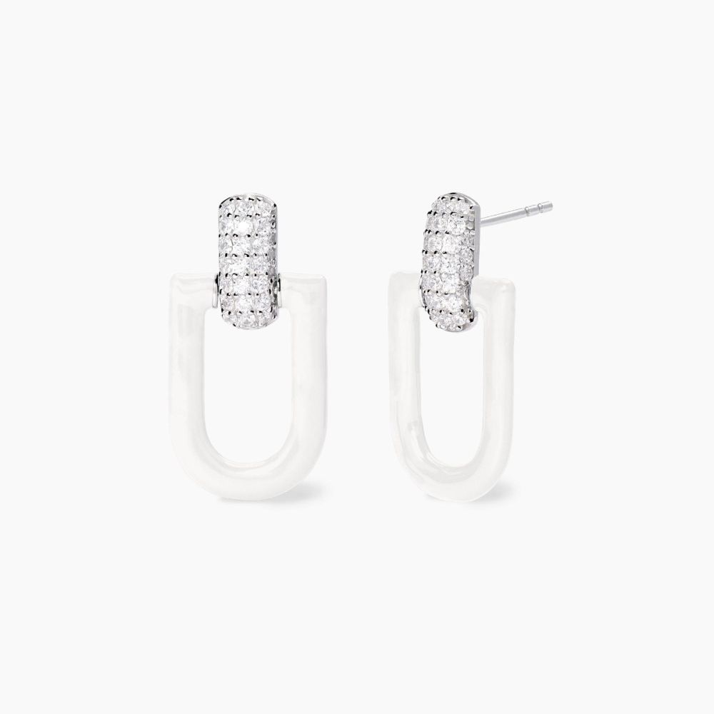 Mabina Orecchini Argento Smalto Bianco e Zirconi