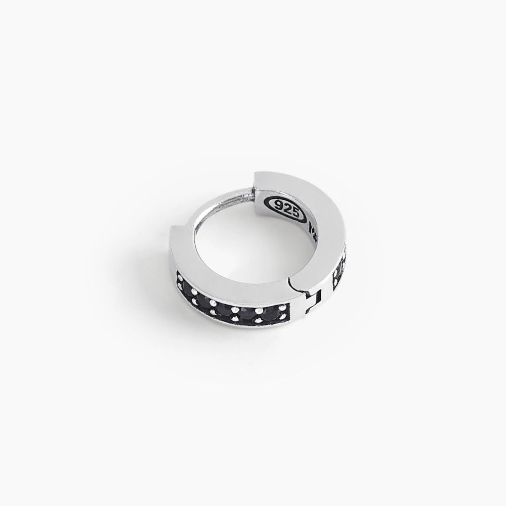 Mabina Mono Orecchino Cerchietto Argento Zirconi Neri
