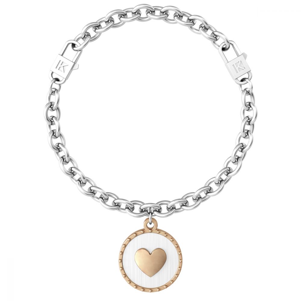 Kidult Bracciale Donna Rolò Acciaio Tondo Con Cuore Rosè Love