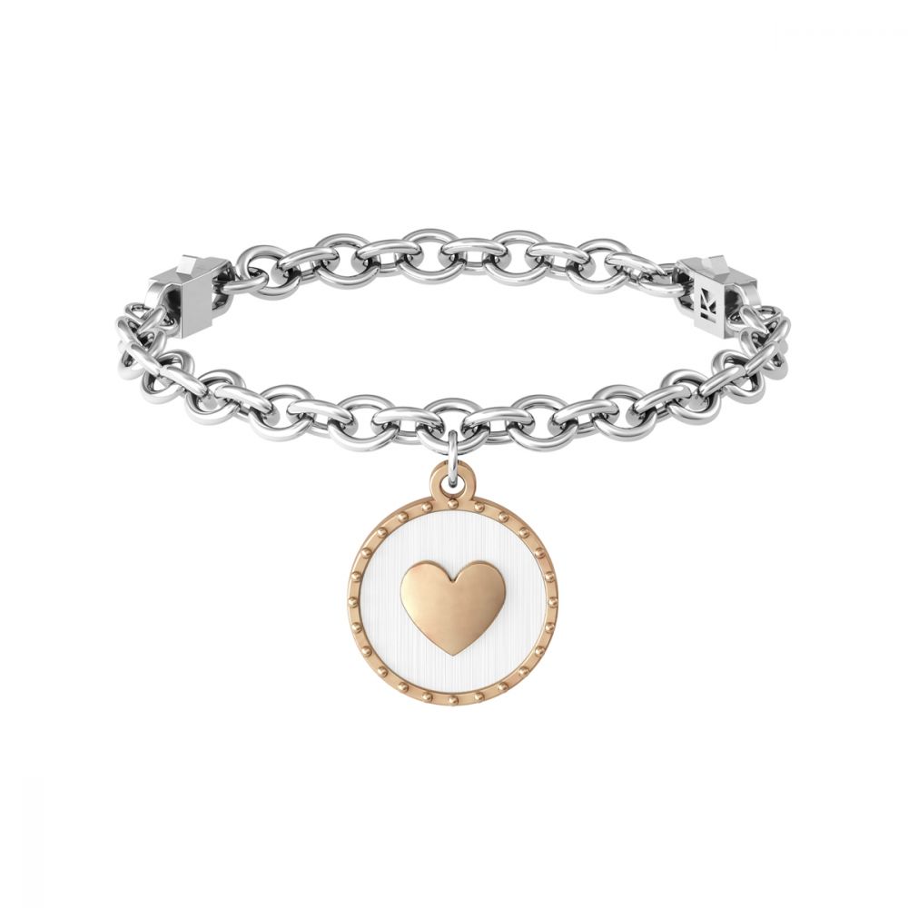 Kidult Bracciale Donna Rolò Acciaio Tondo Con Cuore Rosè Love