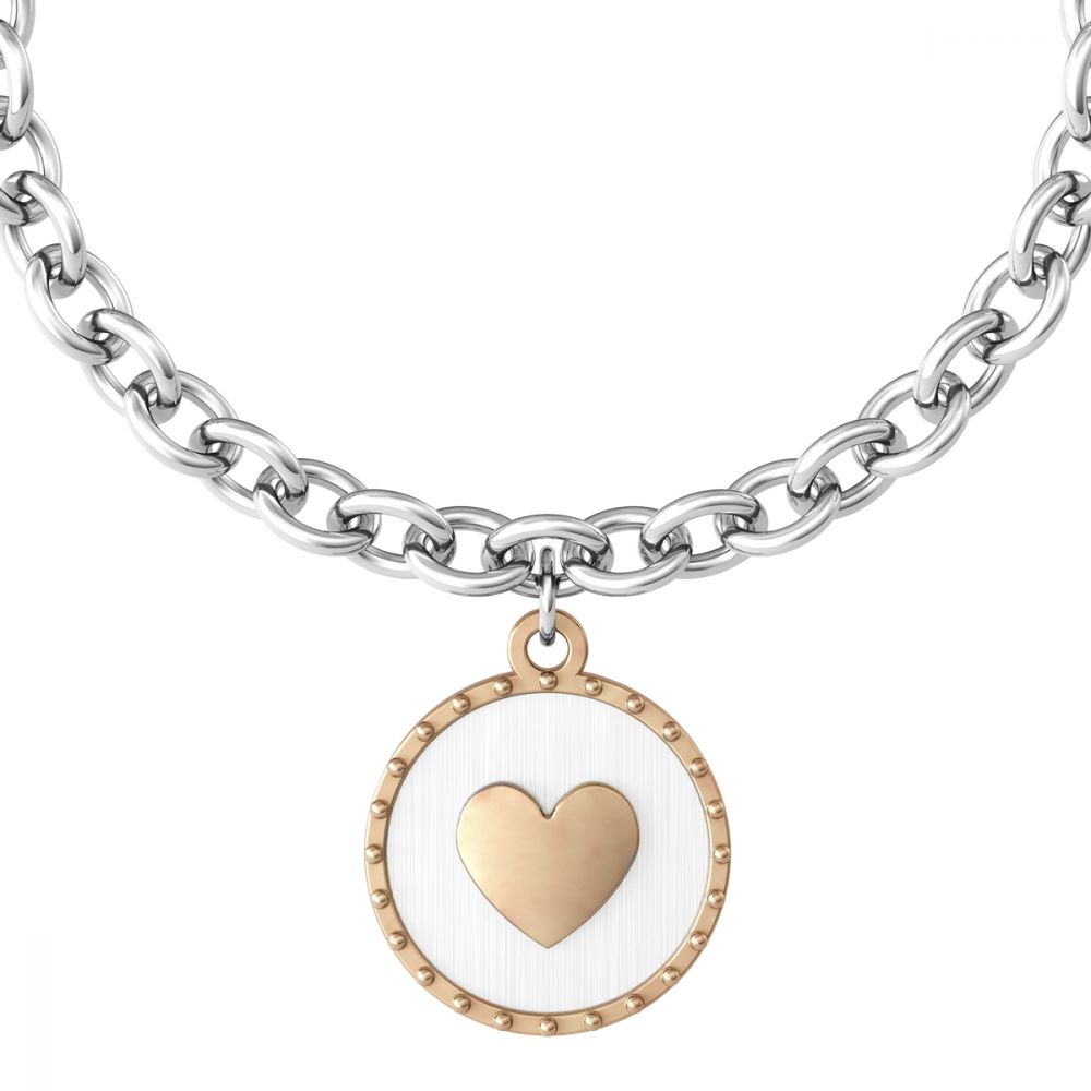 Kidult Bracciale Donna Rolò Acciaio Tondo Con Cuore Rosè Love